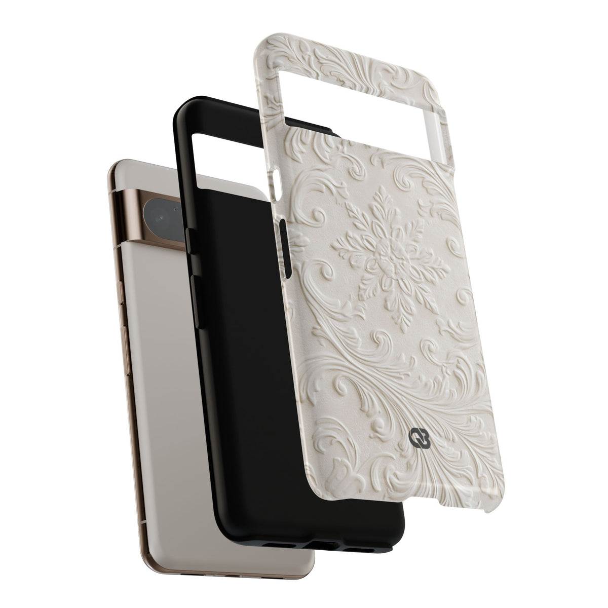 Ivory Baroque Relief · Tough Phone Case for Pixel ·  White