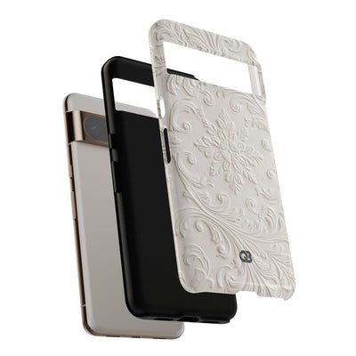 Ivory Baroque Relief · Tough Phone Case for Pixel ·  White