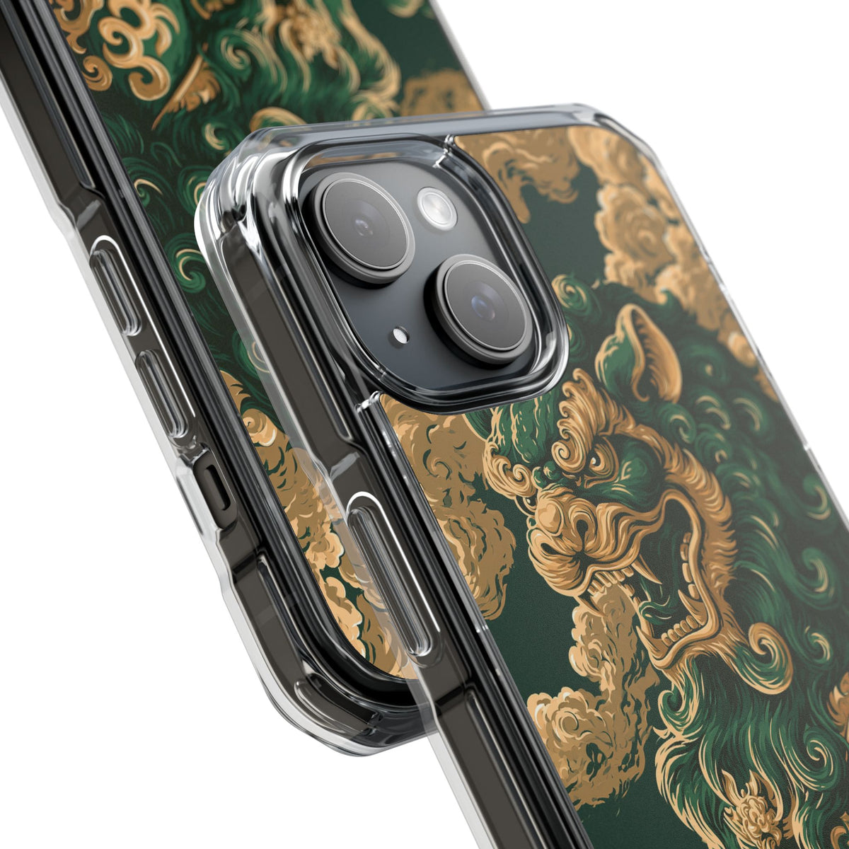 Imperial Guardian Lion · Clear Impact Magnetic Phone Case for iPhone · Green