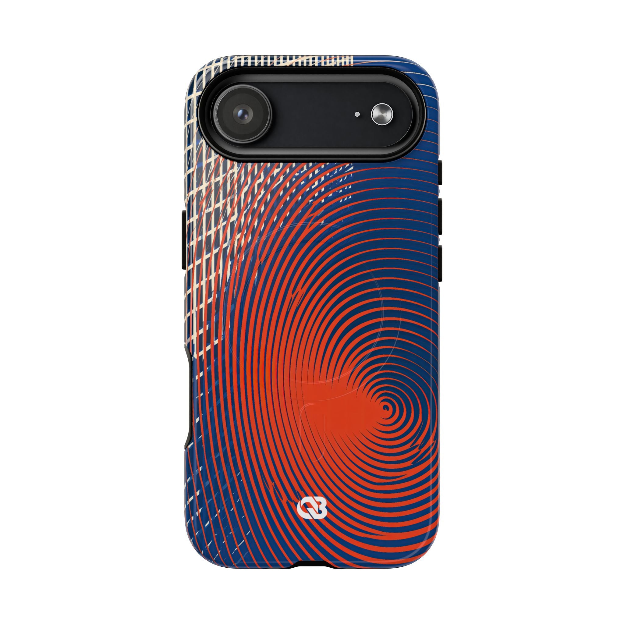 Blue Tough 2.0 Magsafe Phone Case for iPhone - Orange Orbit Grid