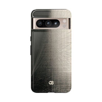 Beige Tough Phone Case for Google Pixel - Brutalist Graphite Grid