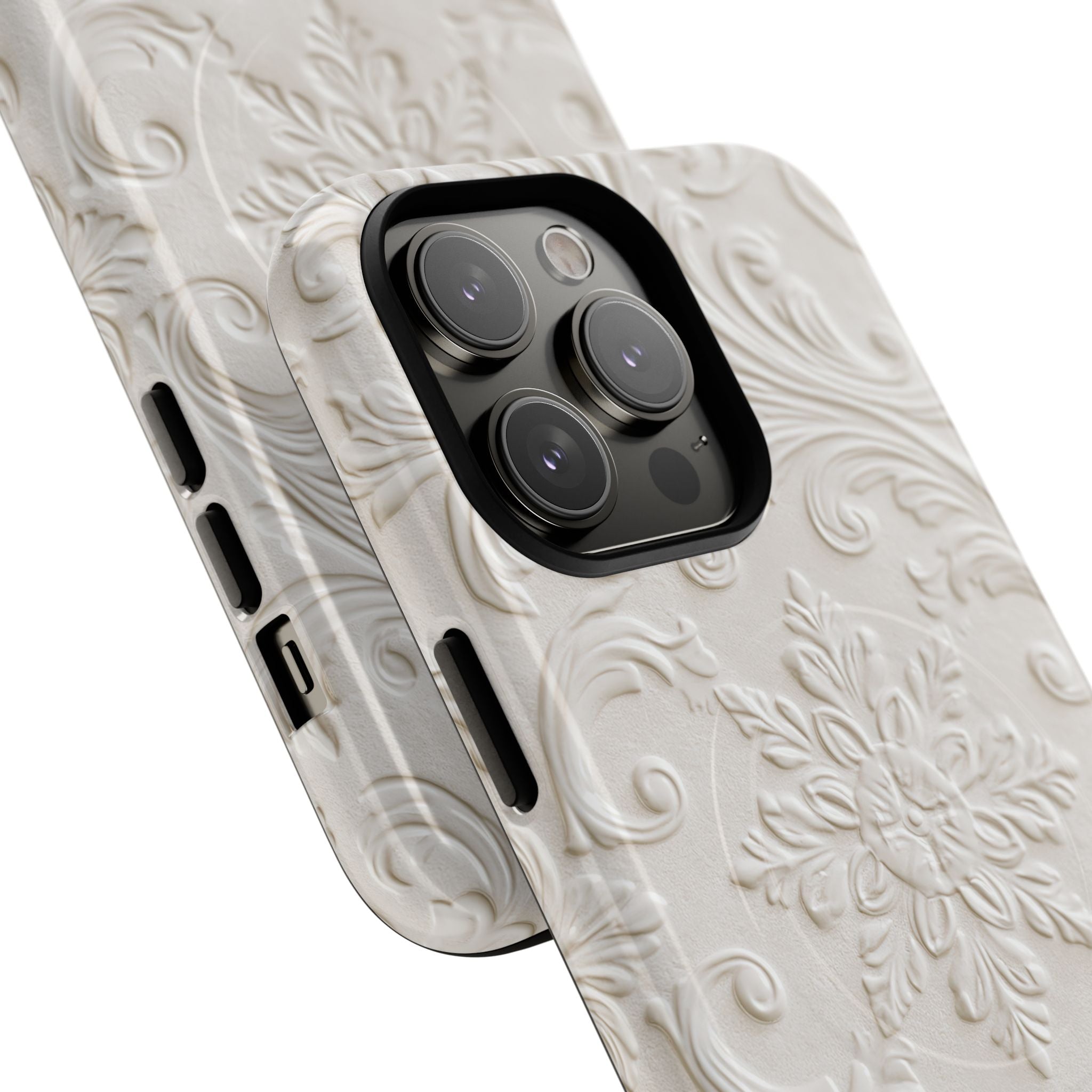 White Tough 2.0 Magsafe Phone Case for iPhone - Alabaster Floral Relief