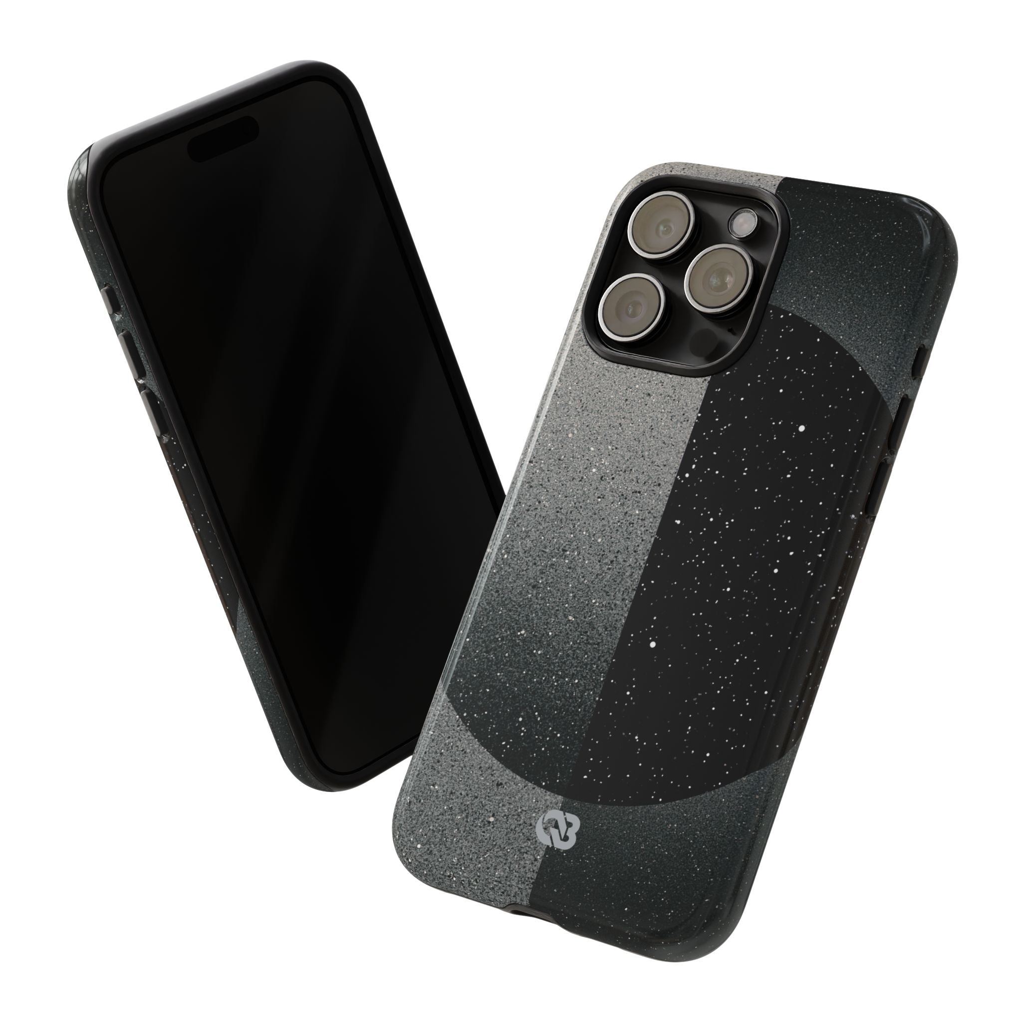 Black Tough Phone Case for iPhone - Lunar Static Orbit
