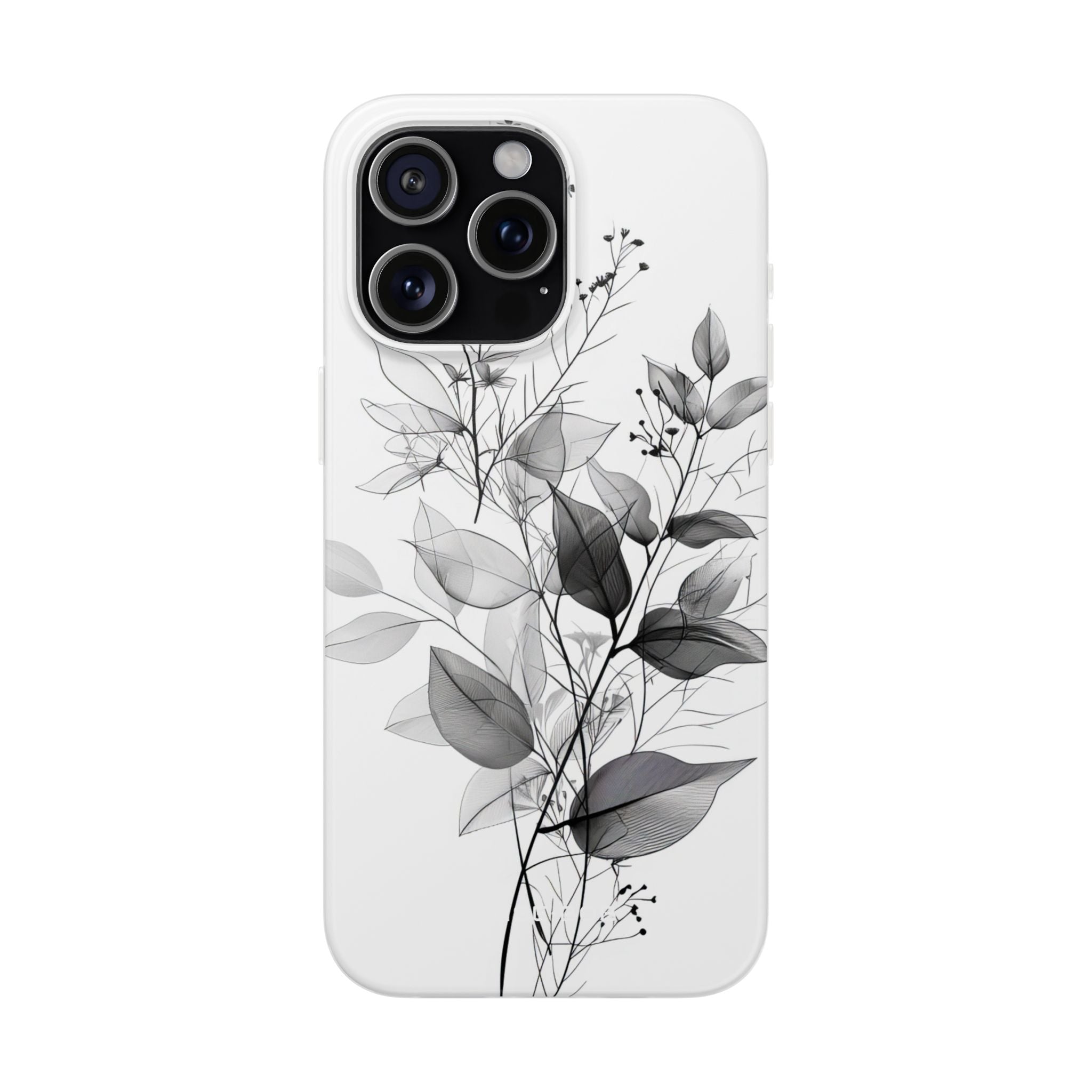 Veined Leaves Gray iPhone 15 Pro Max Case - Soft