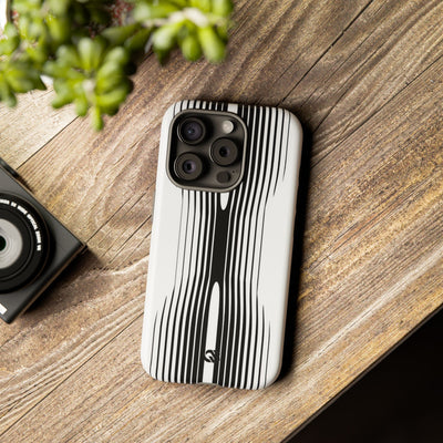 White Tough Phone Case for iPhone - Kinetic Mono Distortion