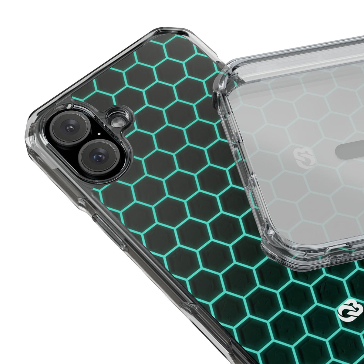 Neon Hex Spectrum · Clear Impact Magnetic Phone Case for iPhone · Teal