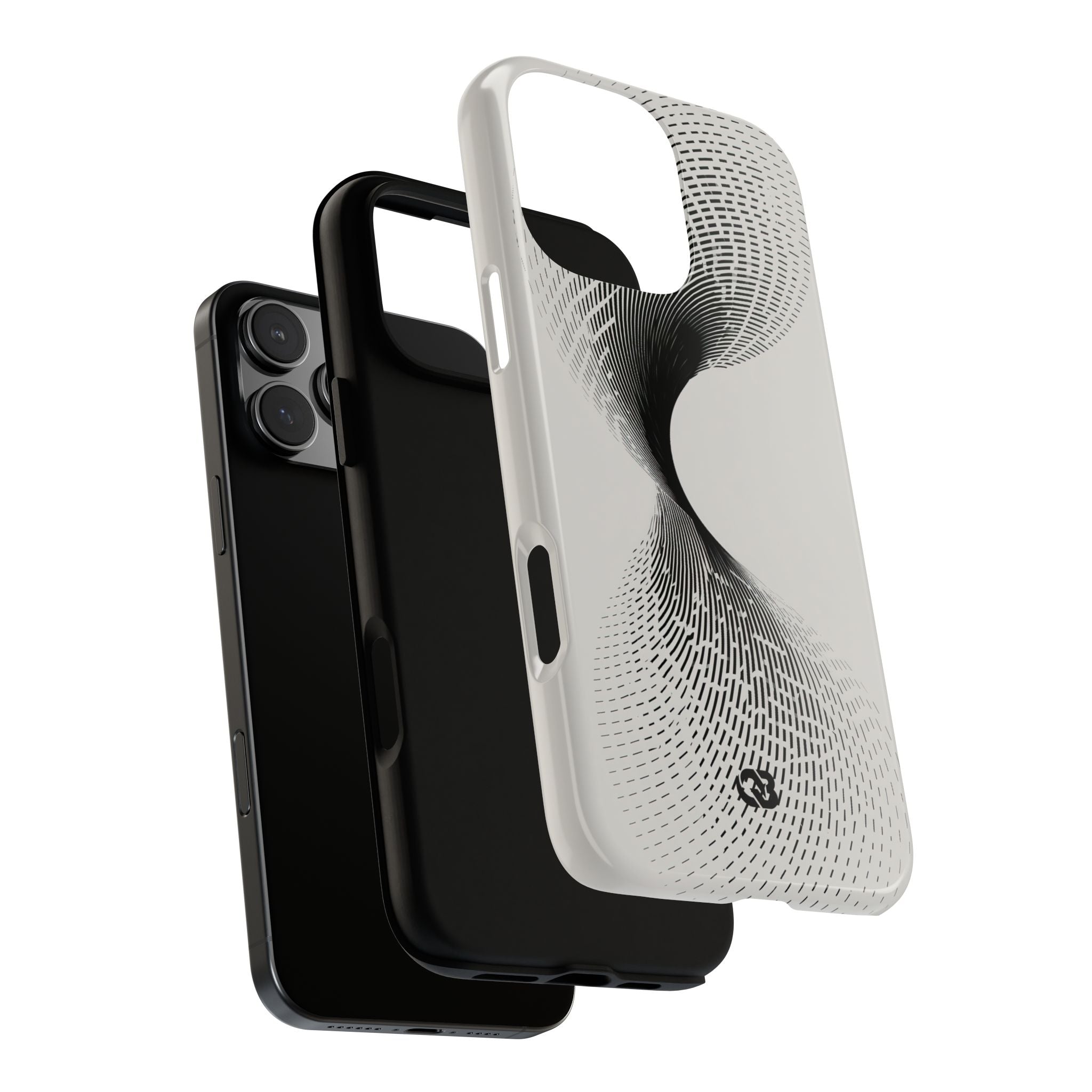 White Tough Phone Case for iPhone - Linear Torsion Grid