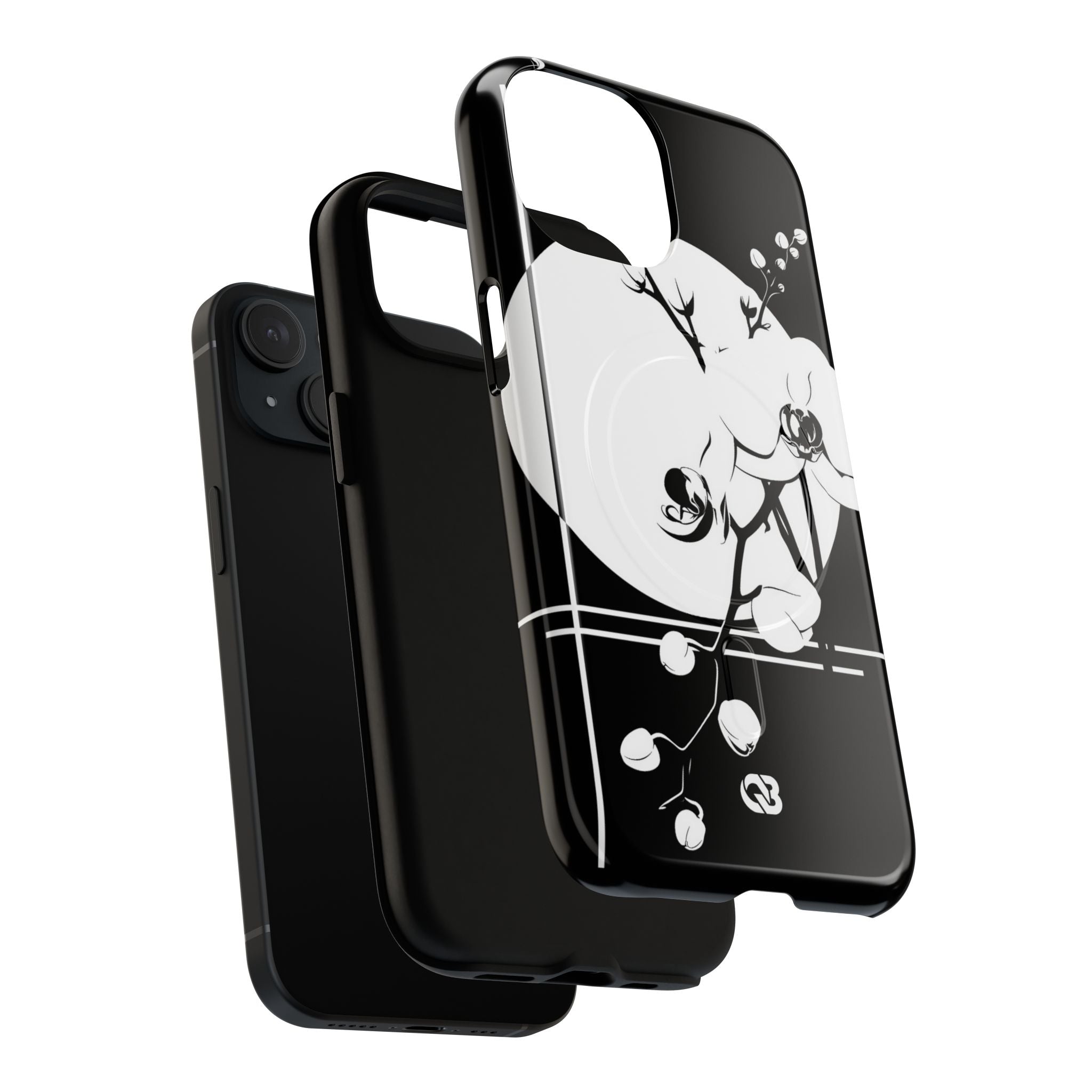 Black Tough 2.0 Magsafe Phone Case for iPhone - Lunar Orchid Grid
