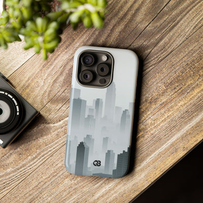 Grey Tough Phone Case for iPhone - Steel Mist Skyline