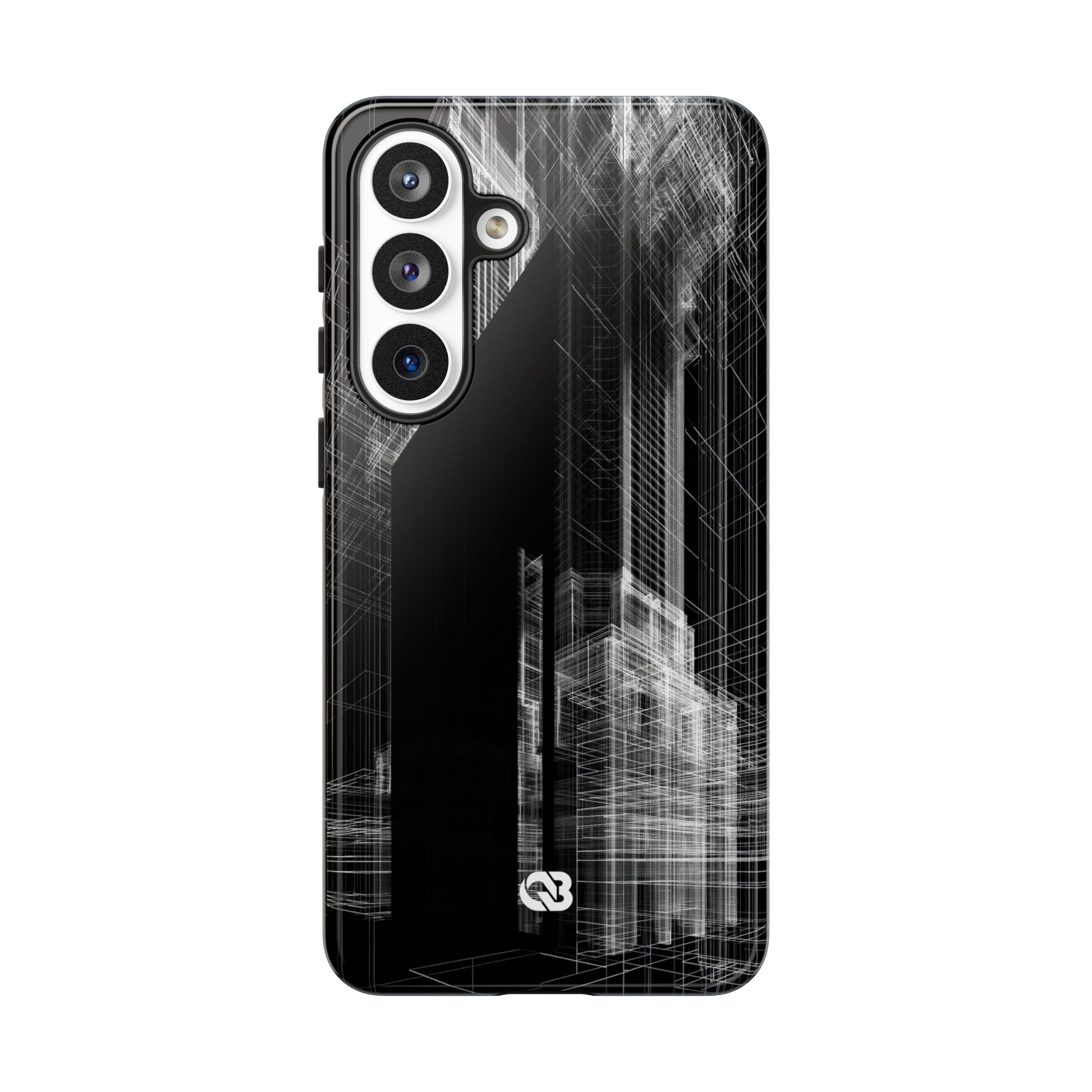 Black Tough Phone Case for Samsung - Ghost Urban Wireframe