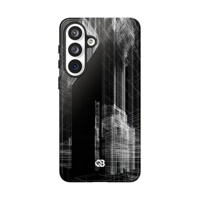 Black Tough Phone Case for Samsung - Ghost Urban Wireframe