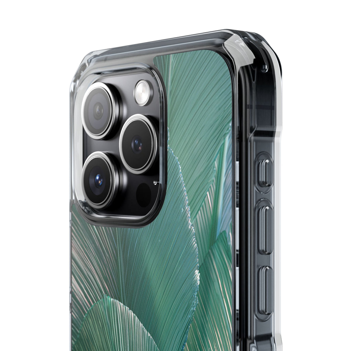 Translucent Fan Palm · Clear Impact Magnetic Phone Case for iPhone · Teal