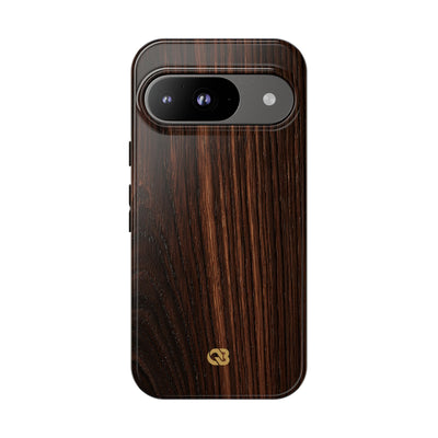 Brown Tough Phone Case for Google Pixel - Burnished Mahogany Grain