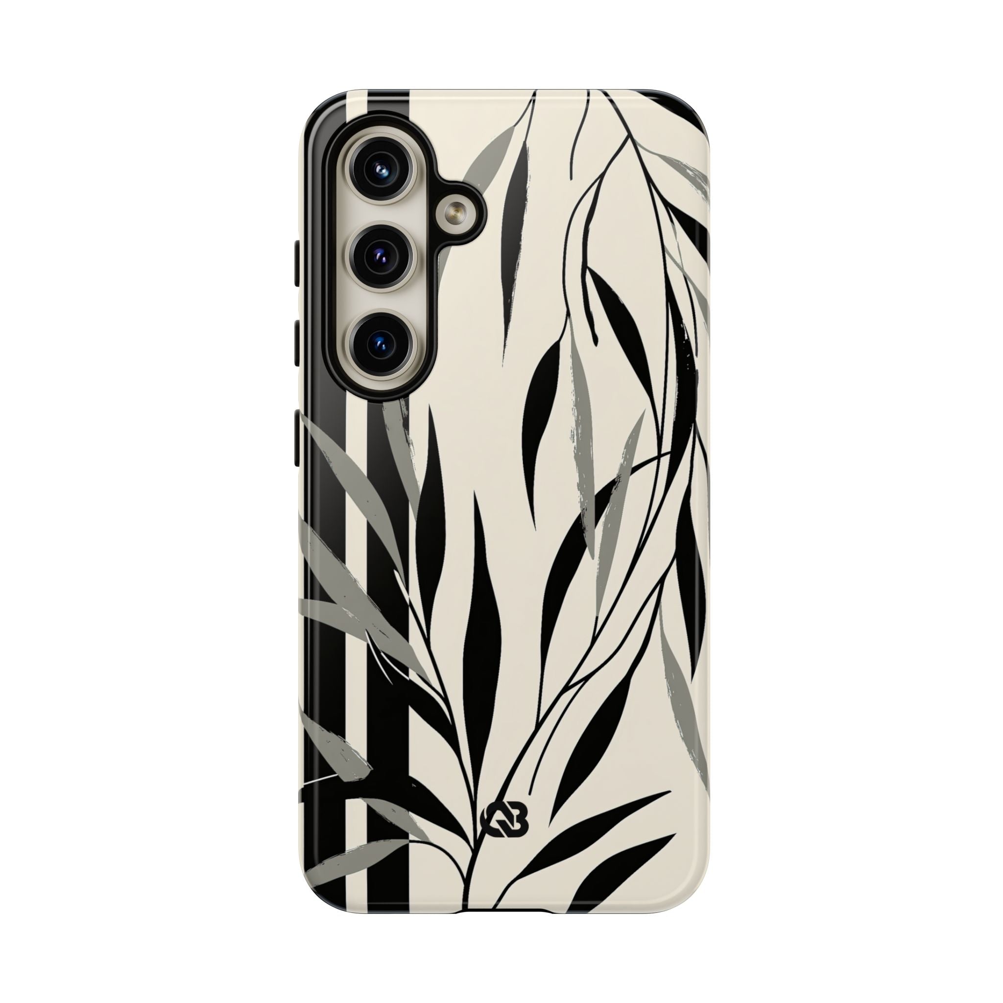 Beige Tough Phone Case for Samsung - Soot Leaf Sketch