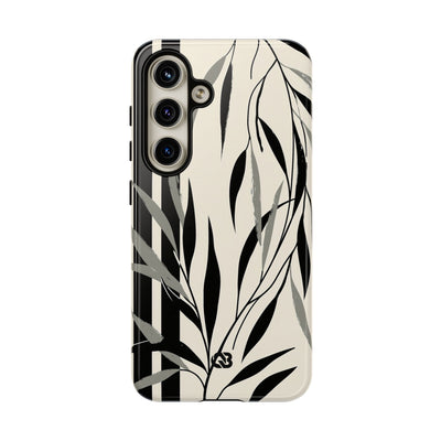 Beige Tough Phone Case for Samsung - Soot Leaf Sketch