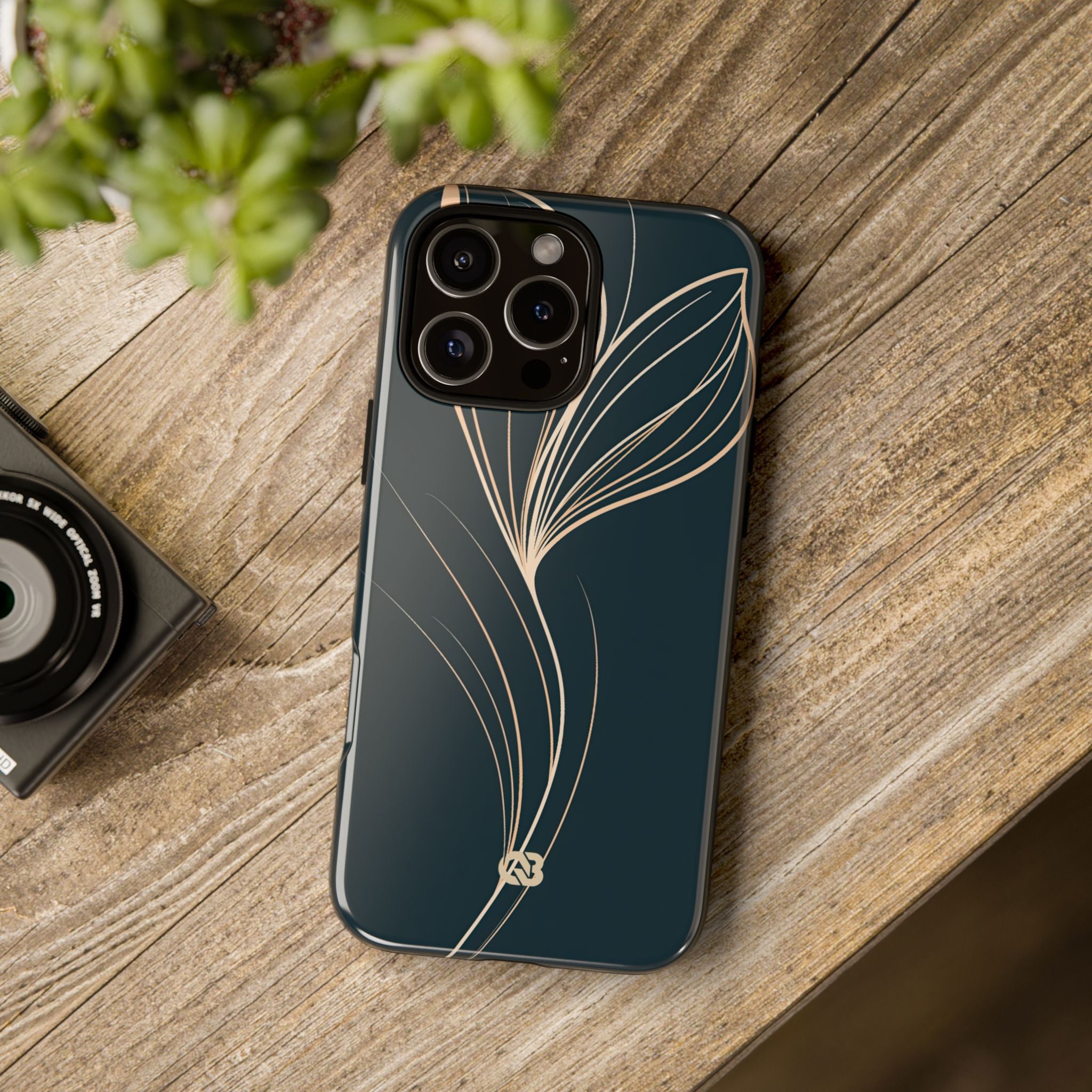 Teal Tough Phone Case for iPhone - Sandstone Silk Flora