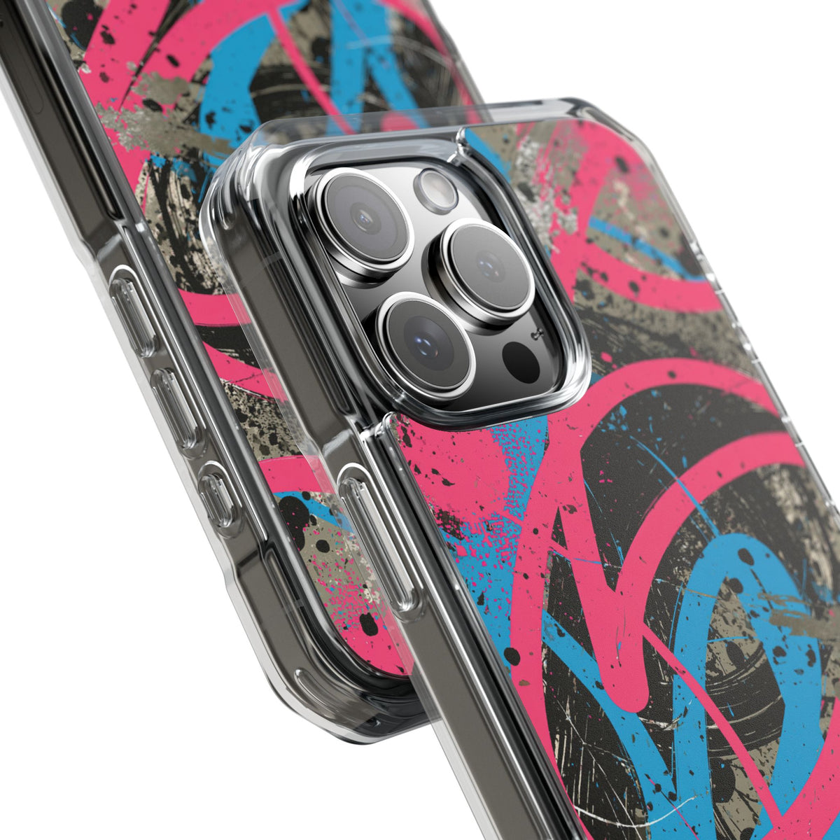 Cyber Splatter Flow · Clear Impact Magnetic Phone Case for iPhone · Pink