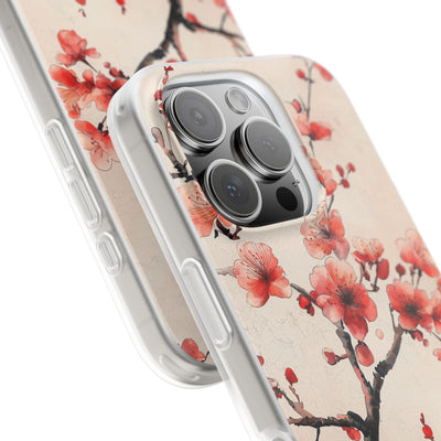 Crimson Silk Flora · Soft Custodia per iPhone