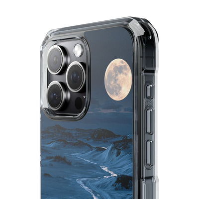 Arctic Moon Drift · Clear Impact Magnetic Phone Case for iPhone · Blue