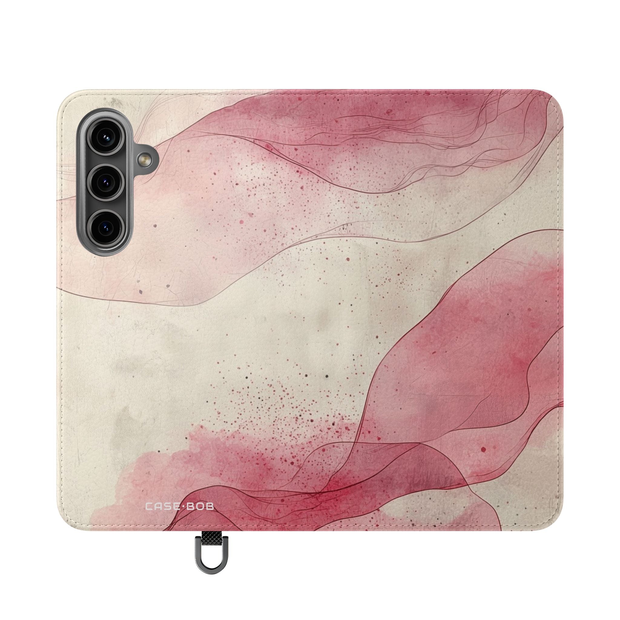 Crimson Ribbon Waves - Samsung S24 Case - Wallet