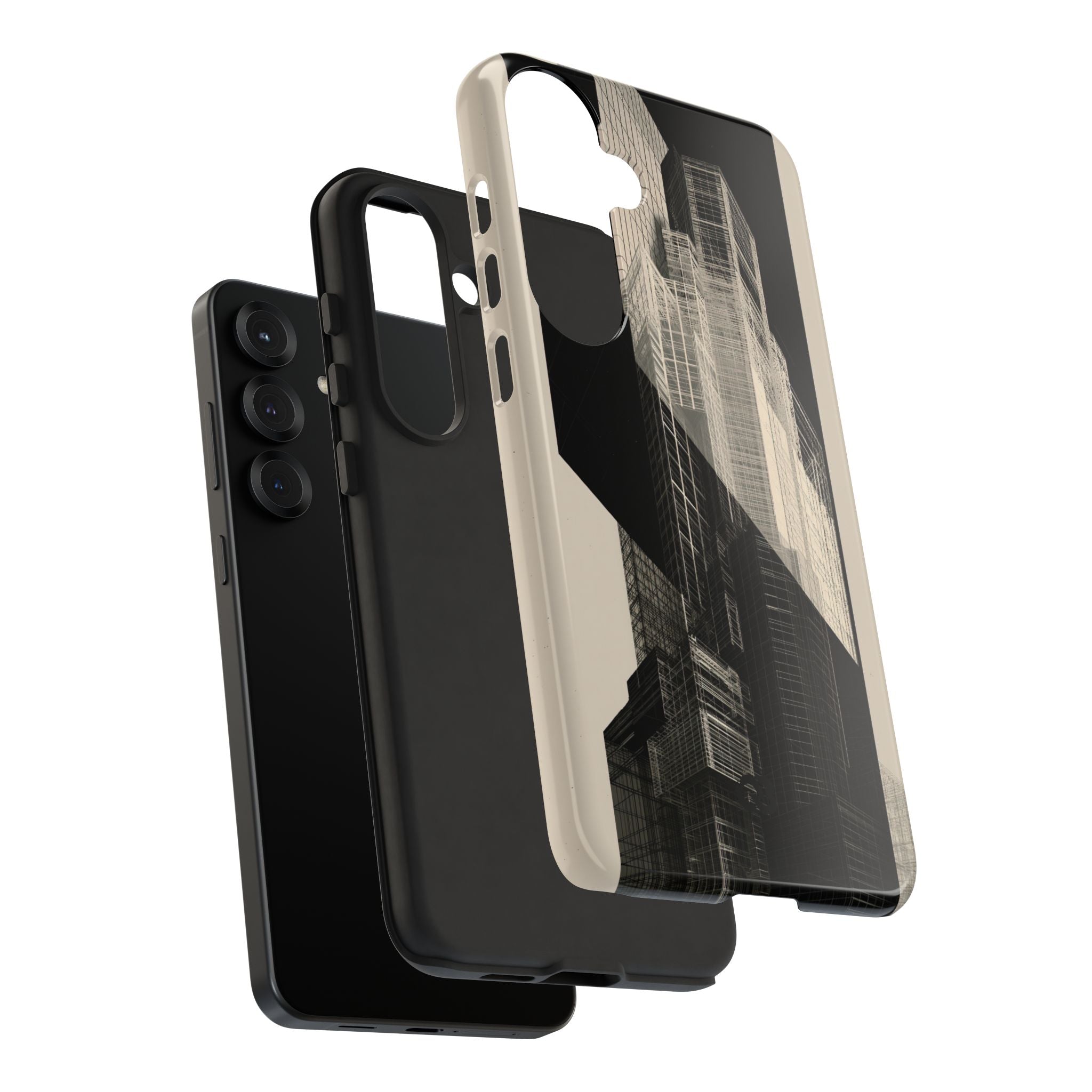 Beige Tough Phone Case for Samsung - Monolith Urban Grid