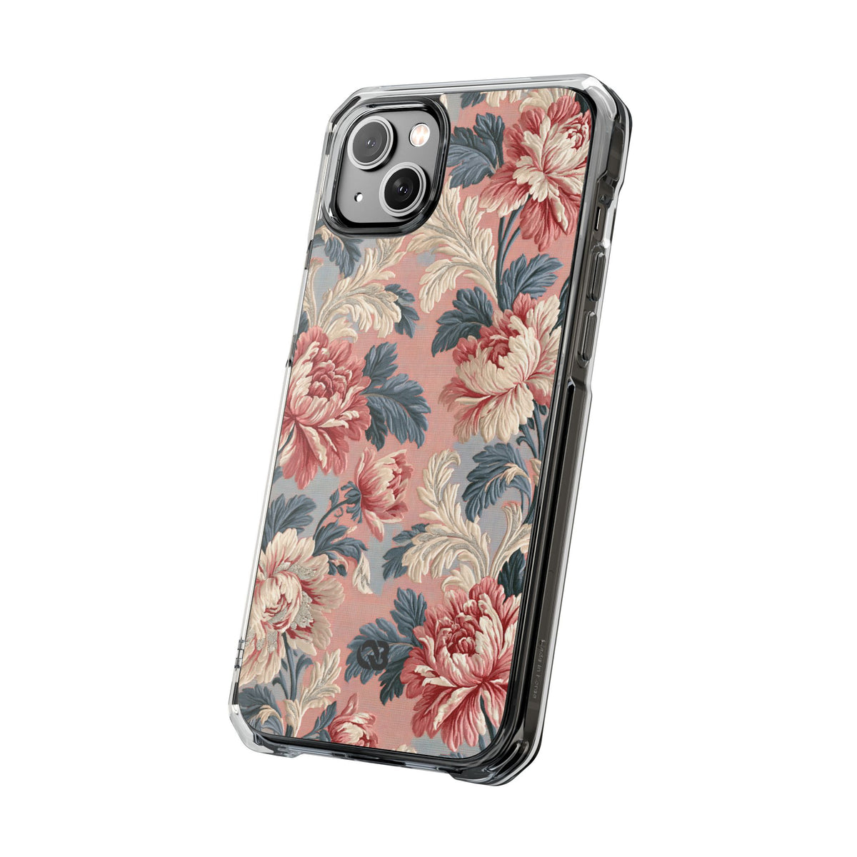 Blush Peony Jacquard · Clear Impact Magnetic Phone Case for iPhone ·  Pink