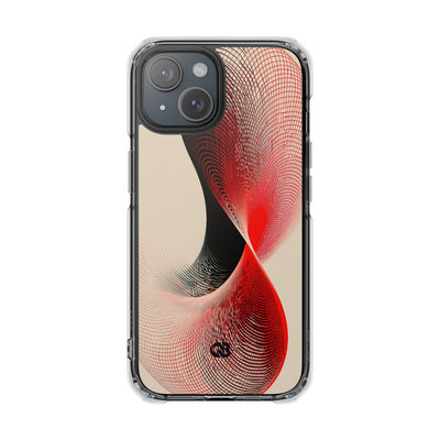 Red Impact MagSafe Phone Case for iPhone - Crimson Grid Vortex