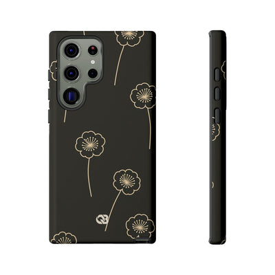 Black Tough Phone Case for Samsung - Obsidian Sand Petals