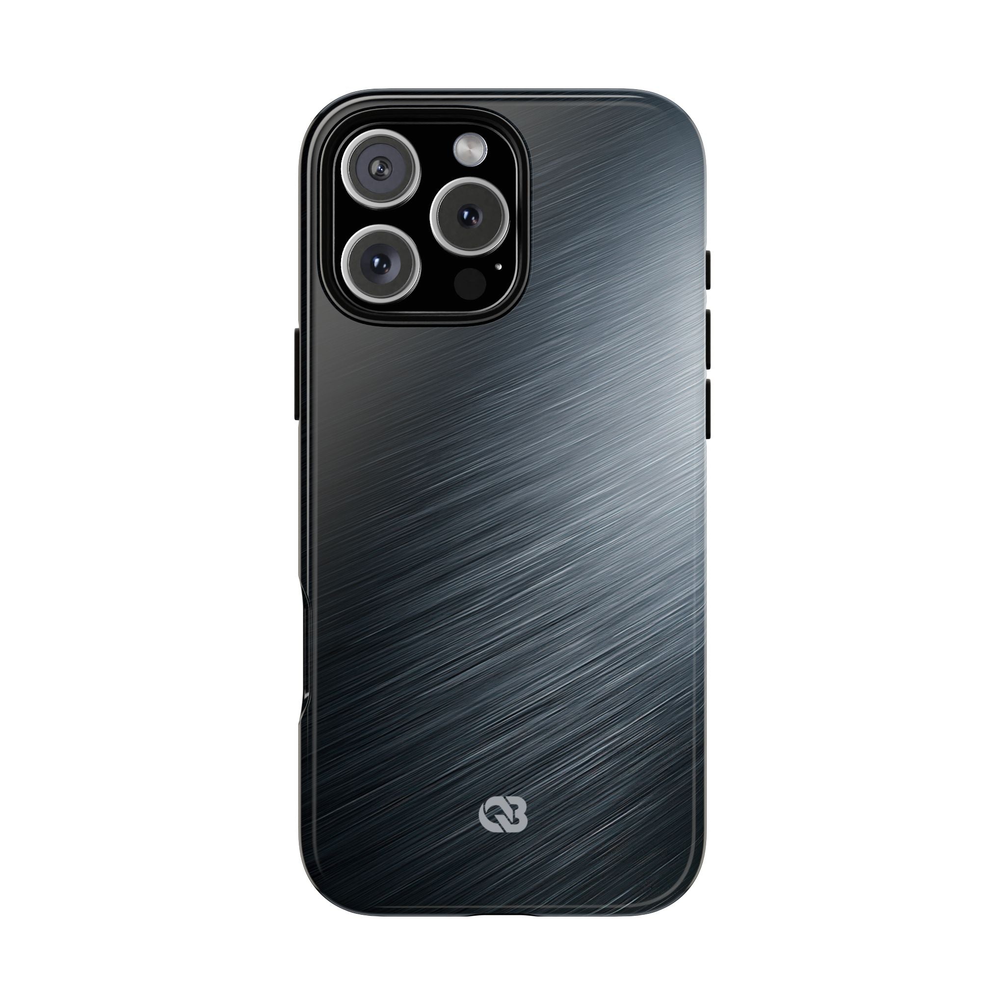 Grey Tough Phone Case for iPhone - Charcoal Brushed Steel