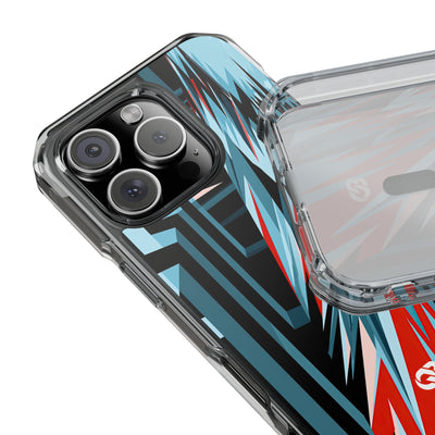Blue Impact MagSafe Phone Case for iPhone - Glitch Peak Cyan