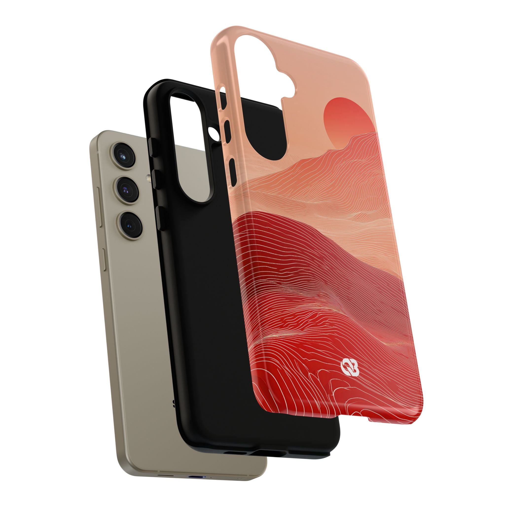 Red Tough Phone Case for Samsung - Crimson Ridge Lines