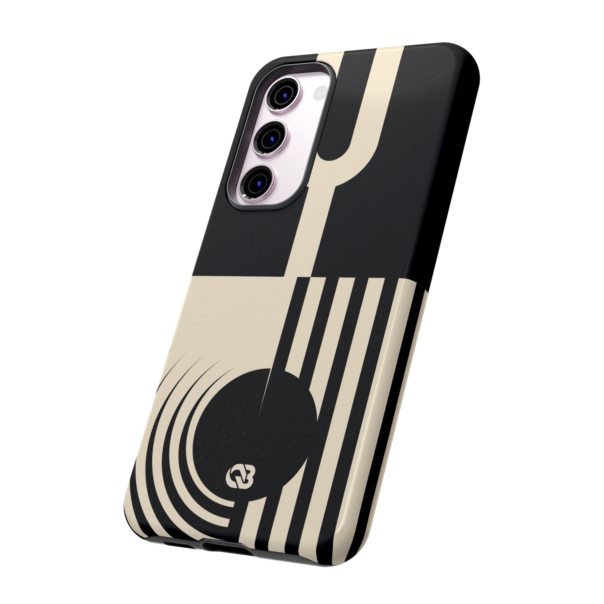 Black Tough Phone Case for Samsung - Ivory Signal Grid