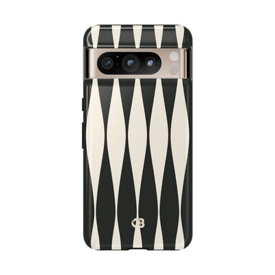 Black Tough Phone Case for Google Pixel - Ivory Spindle Grid