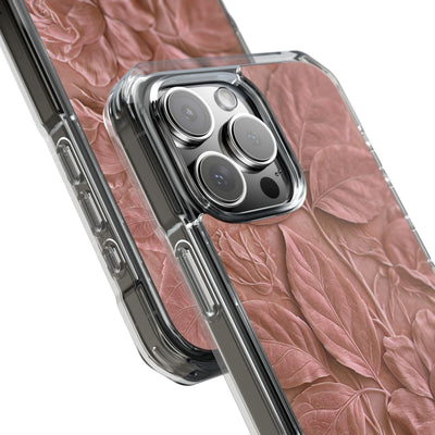 Blush Rose Relief · Clear Impact Magnetic Phone Case for iPhone · Pink