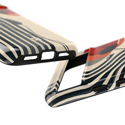 Beige Tough Phone Case for Google Pixel - Crimson Line Bloom