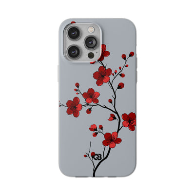 Grey Lite Phone Case for iPhone - Crimson Blossom Onyx