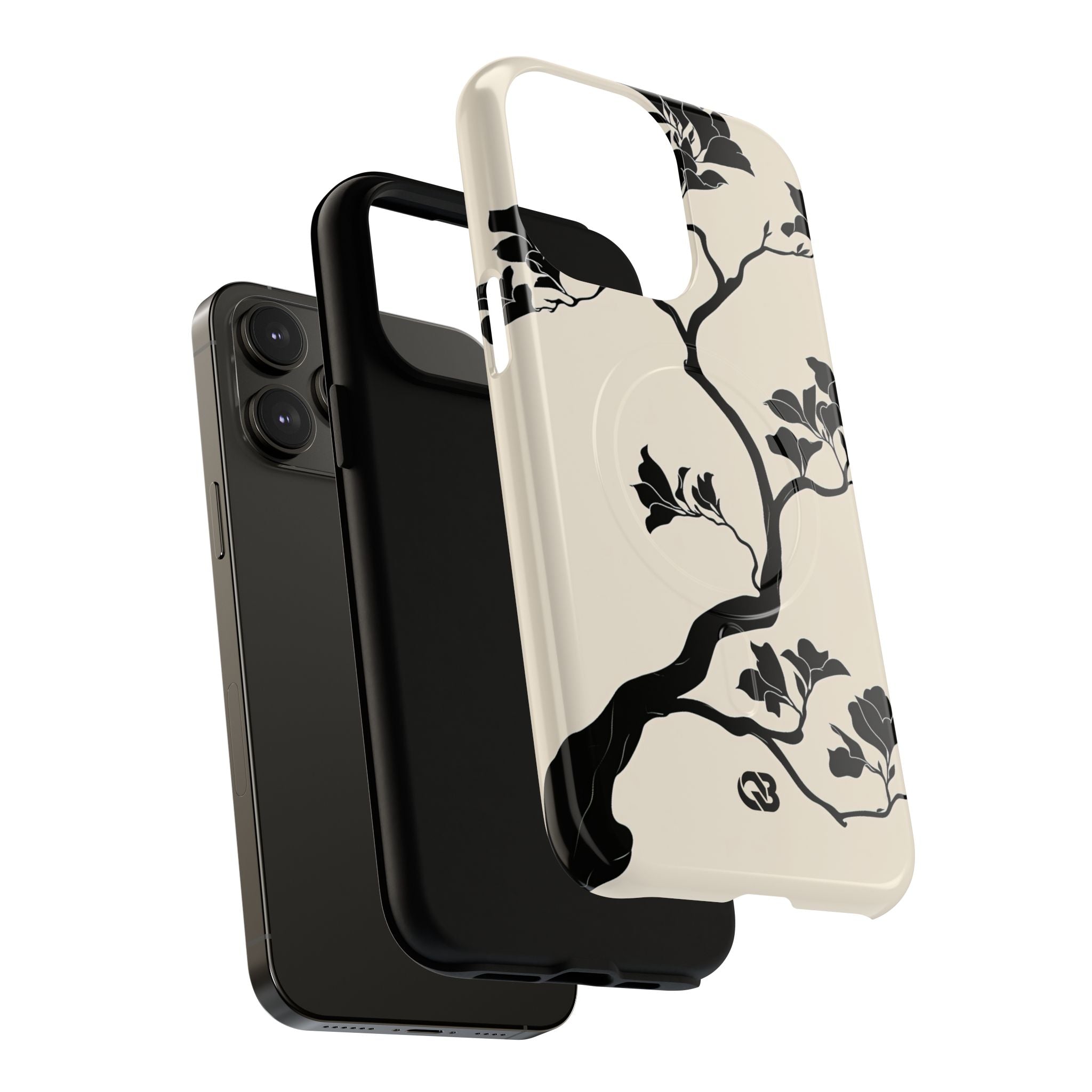 Beige Tough 2.0 Magsafe Phone Case for iPhone - Obsidian Bonsai Silhouette