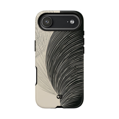 Beige Tough Phone Case for iPhone - Obsidian Cream Plume