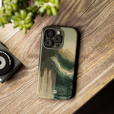 Beige Tough Phone Case for iPhone - Veridian Data Ridge