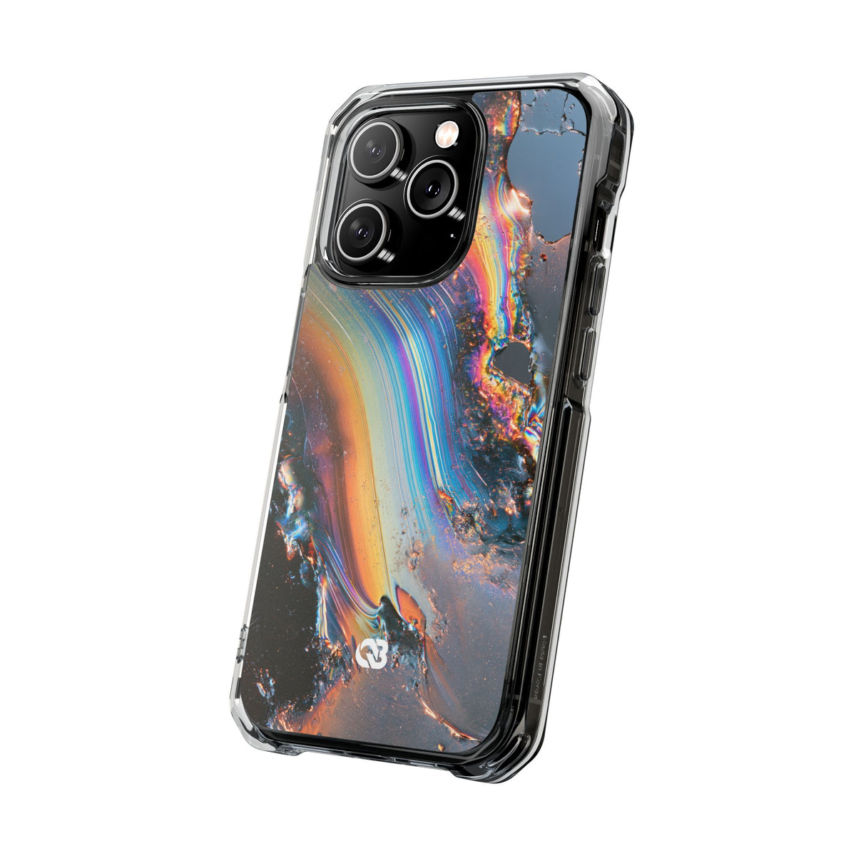 Prismatic Aura Flow · Clear Impact Magnetic Phone Case for iPhone · Blue