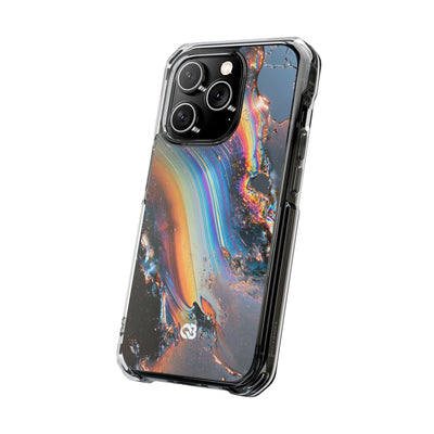 Prismatic Aura Flow · Clear Impact Magnetic Phone Case for iPhone · Blue