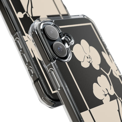 Beige Impact MagSafe Phone Case for iPhone - Nocturnal Orchid Frame