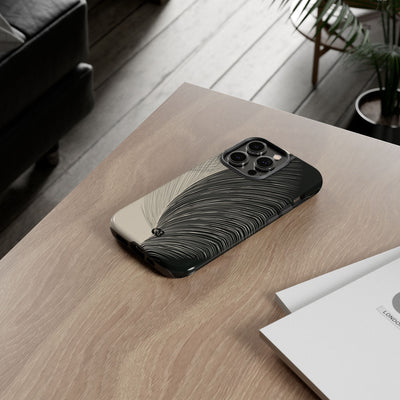 Beige Tough Phone Case for iPhone - Obsidian Cream Plume