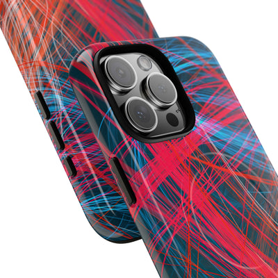 Neon Fiber Stream · Tough 2.0 Magnetic Phone Case for iPhone · Red