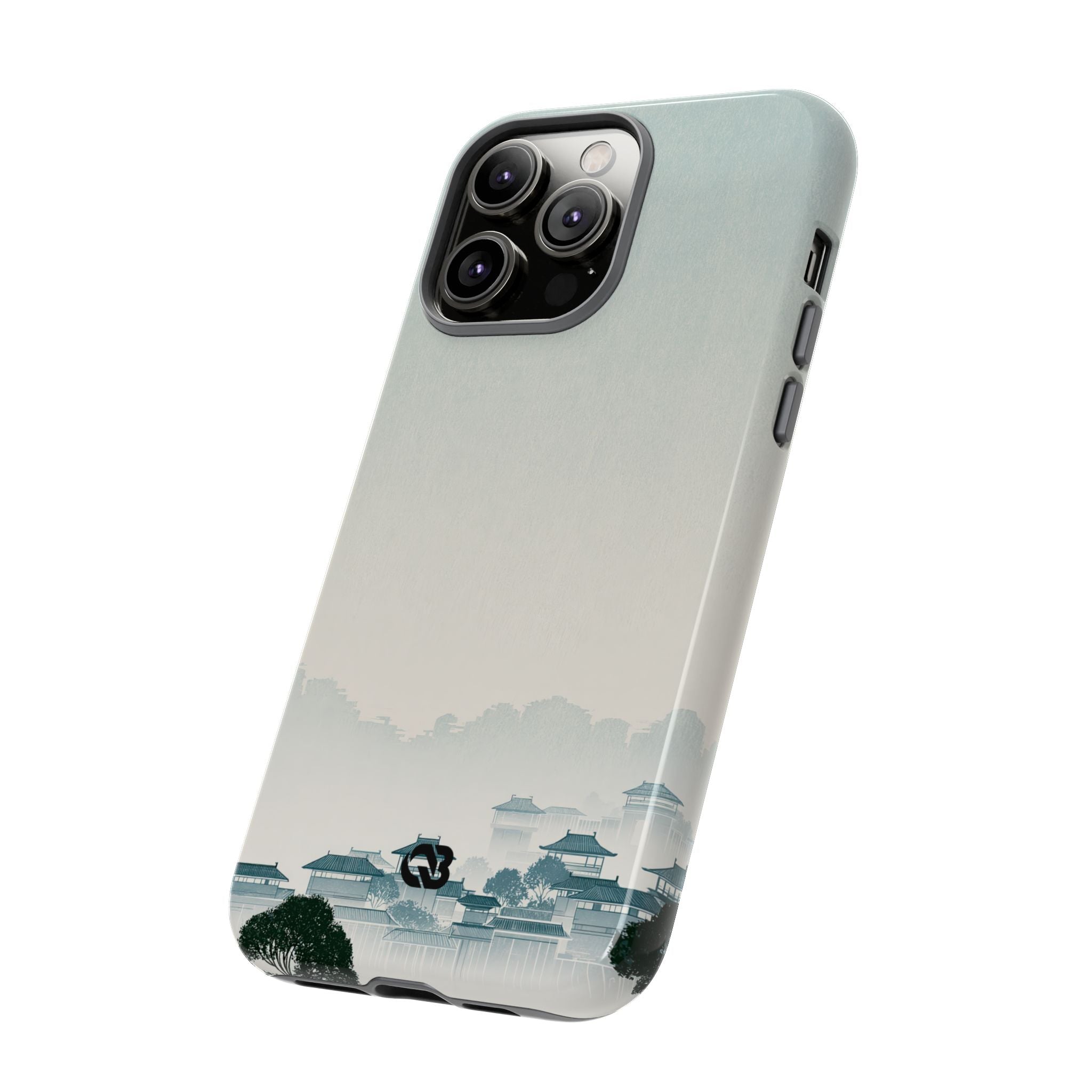 Blue Tough Phone Case for iPhone - Mist Valley Pagoda