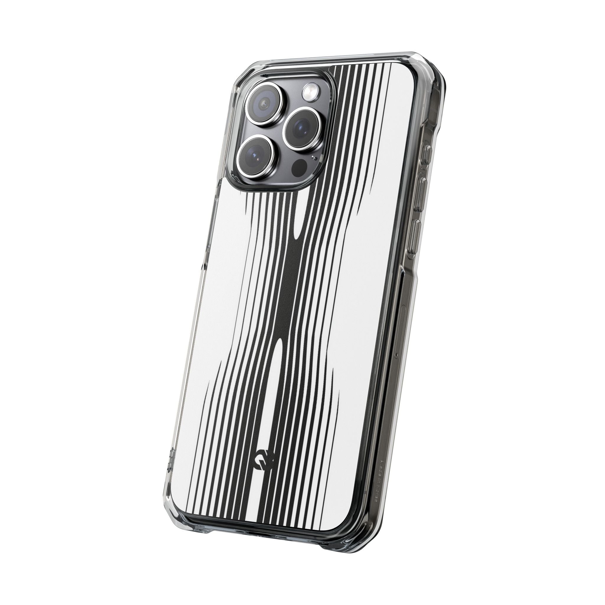 White Impact MagSafe Phone Case for iPhone - Kinetic Mono Distortion