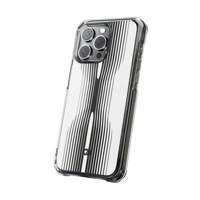 White Impact MagSafe Phone Case for iPhone - Kinetic Mono Distortion