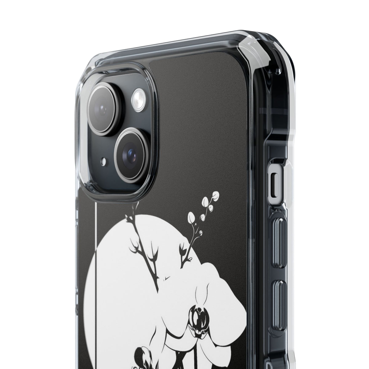 Nocturne Orchid Bloom · Clear Impact Magnetic Phone Case for iPhone ·  Black