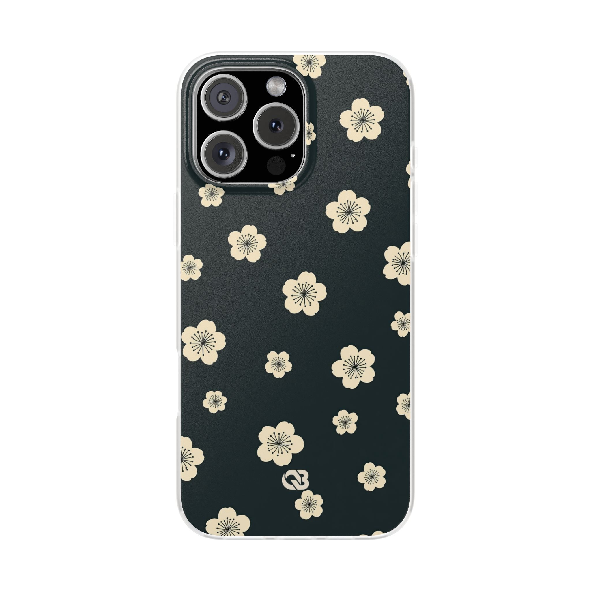 Teal Lite Phone Case for iPhone - Obsidian Cream Petals