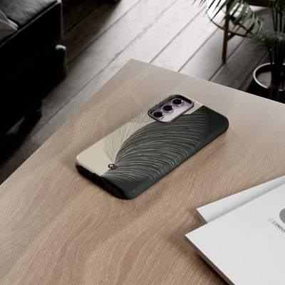 Beige Tough Phone Case for Samsung - Obsidian Cream Plume